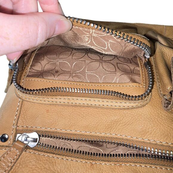 Fossil Genuine Leather Crossbody Shoulder Bag Tan Brown Boho Casual Purse - Picture 8 of 15